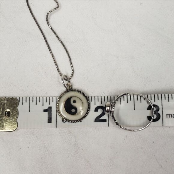 Antique Yin & Yang Silver Gold Pendant Ring Set - Picture 10 of 14